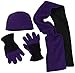 N'Ice Caps Adults Unisex 2 Ply Micro Fleece Beanie Hat/Scarf/Touchscreen Gloves Set