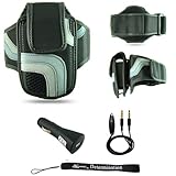 Black Adjustable Deluxe Sportband / Workout Armband with Adaptable Neck Str ....