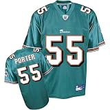 Joey Porter Jersey: Reebok Aqua Replica #55 Miami Dolphins Jersey - Large