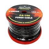 Absolute P4100BK 4 Gauge 100ft Spool Power Wire Cable (Black)