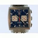Vintage/Antique Watch: Men's Tag Heuer Monaco Chronograph Swiss Automatic Stainless Steel Watch with Blue Chronograph Dial 1990's