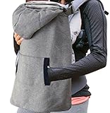 抱っこひも 対応 赤ちゃん 用 防寒 ベビー ケープ フード 付き (グレー)