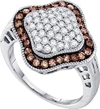 10K Yellow Gold Pave Set Chocolate Brown and White Round Diamonds Fashion Wedding Anniversary Ring (1.00 cttw G - H Color I1 Clarity )