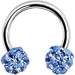 16 Gauge Light Blue Crystal Ferido Ball Horseshoe Circular Barbell