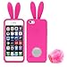 iPhone SE Case, Fosmon JEL Series Design Silicone Case for Apple iPhone SE / 5S / 5 - Bunny with tail - Hot Pink