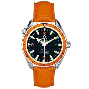 Omega Men's Seamaster Planet Ocean Automatic Chronometer Orange Leather Watch #2909.50.38