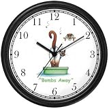 Siamese Cat in Litter Box - Cat Cartoon or Comic - JP Animal Wall Clock by WatchBuddy Timepieces (Black Frame)