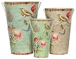 Finch Decoupage Tin Stem Vase Set of 3 - Large = 8"x11.5"H