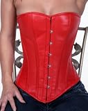 Vintage Leather Corset Waist Cincher Bustier Victorian Tight Lacing Bridal Corset - LVG0870RED
