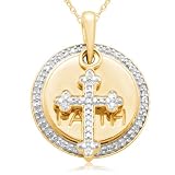 10k White or Yellow Gold 2-Piece Diamond Cross and Circle Faith Pendant (1/5 cttw, I-J Color, I3 Clarity)