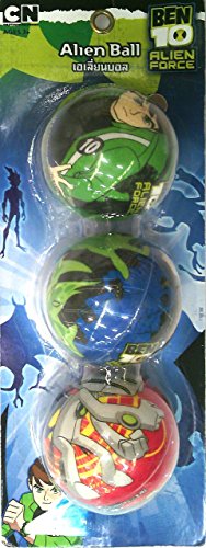 Toys! Squeeze Alien Ball Design Brand " Ben 10 Alien Force " Cartoon Enjoy And Famous, Soft Rubber, (1 Pack 3 Ball)