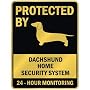 PROTECTED BY " DACHSHUND HOME SECURITY SYSTEM " PARKING SIGN DOG