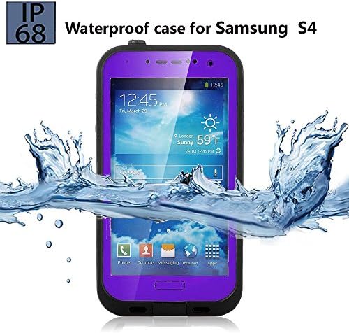 Galaxy S4 Waterproof Case, Underwater Waterproof, Dust Proof, Snow Proof, Shock Proof, Dirt proof, Sweat Proof Case with Touched Transparent Screen Protector, Heavy Duty Protective Carrying Cover Case, Durable Full Sealed Protection Case Cover for Samsung Galaxy S4 (Purple)