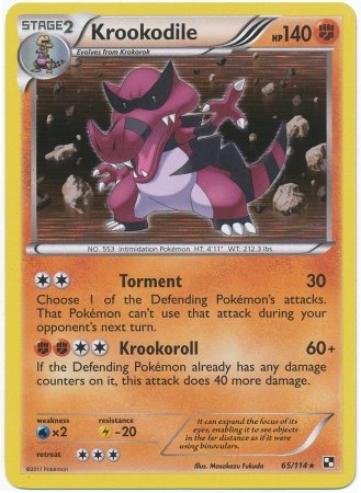 Pokemon Black & White Single Card Krookodile #65 Rare Holo