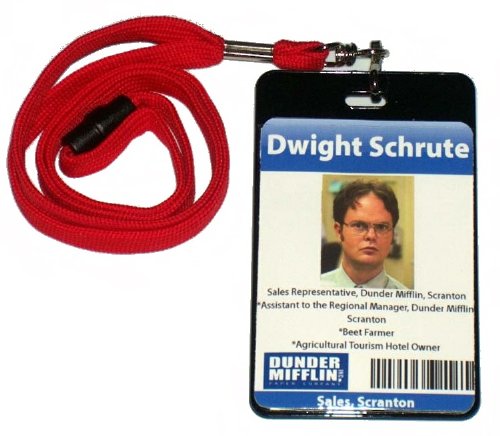 The Office TV show Dwight Schrute Dunder Mifflin official ID Badge prop