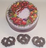 Scott's Cakes 1 lb. Dark Chocolate Covered Pretzel with Chocolate Chips in a Wreath Tin