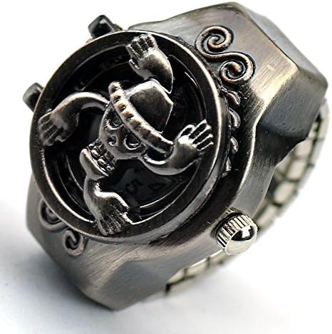 WogKok Silver Anime Skeleton Finger Ring Watch with Gift Box