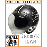 ★送料無料★新ＳＧ規格品★ SJ-308 スモールジョンジェットヘルメット★ チェック ★チタン/ホワイト カラー