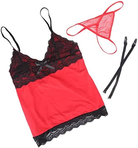 Lingerie,Shmily Women Retro Lace Lingerie with Detachable Garter Sexy G-String Chemise Set