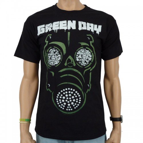 Green Day - Gas Mask Band T-Shirt, schwarz