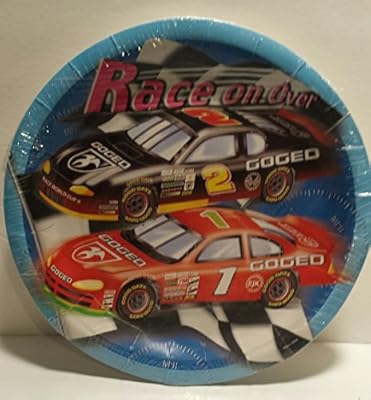 Party! NASCAR Stock Car Race Birthday Party Paper Plates (16) and Luncheon Napkins (20)