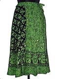 Boho Green Tie Cotton Women Skirts Sequin Embroidery 38
