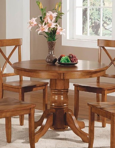 Round Pedestal Dining Table Cottage Oak 30H x 42W x 42D