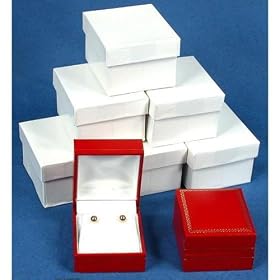 6 Classic Leather Earring Gift Box Red Showcase Display