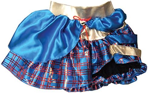 Monster High Girls Petti Skirt Black Shimmery Silver Turquoise with Red Plaid stripes