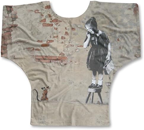 Banksy Girl On Stool Ladies Bat Wings Top, XXL