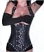 Apparel : Black Leather Victorian Vintage Shaper Corset Steel Boned Back Lace Up, Front Buckle corset girdle training