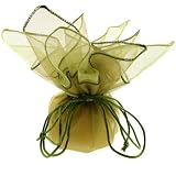 10 Designer Organza Fabric Drawstring Gift Bags Pouches Party Favor Gifts Packaging Olive Lime Medium Size