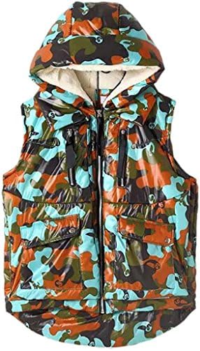 Women's Camouflage Waistcoat Padded Vests Plus Size LL15(Army Green,2X)