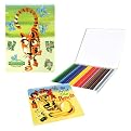 eeBoo Tiger Sketchbook and Lion 24-pk. Color Pencil Art Set