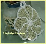 Lovely Floral Shape Crocheted/Quilted Hot Pad Doily