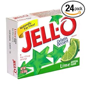 Jell-O Gelatin Dessert, Lime, 3-Ounce Boxes (Pack of 24)