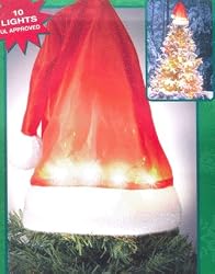 Lighted Indoor/Outdoor Red Santa Hat Christmas Tree Topper - Clear Lights