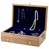 Duchess II Solid Oak Jewelry Box Blue Interior