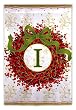 Monogram Holiday Wreath Garden Size Flag I