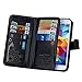 Egrace Galaxy S5 Wallet Case Vintage Classic Magnetic Removable Premium PU Leather Wallet Case with Built-in 9 Card Slots Galaxy S5 / Galaxy SV/Galaxy S V (2014) (Black)