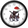 Basset Hound (Hush Puppy) in Santa Claus Hat - Christmas Theme - JP Wall Clock by WatchBuddy Timepieces (Black Frame)