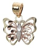 14k Tri-Color Gold Butterfly Pendant
