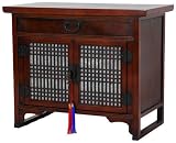 Fine Quality Japanese Bedroom Furniture - 22" Shoji Lattice Door End Table Nightstand