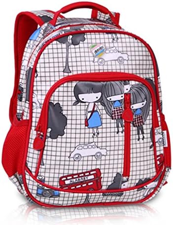 Kids Shoulder Backpack Lovely School Daypack White-Red