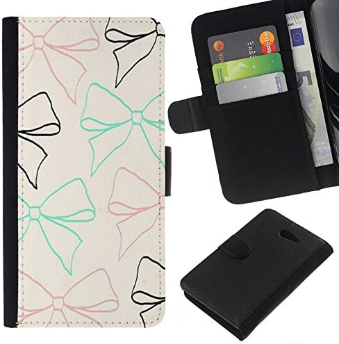 Smartphone Leather Wallet Case Protective Case Cover for Sony Xperia M2 / CECELL Phone case / / bow tie beige teal brown black pattern /