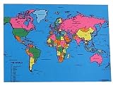 POLITICAL WORLD MAP PLAYCLOTH - write on it and simply wipe clean!
