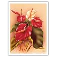 BUY : Hawaiian Red & White Anthuriums c.1940s by Frank Oda - Vintage Hawaiian Art Poster Print - 9" x 12"