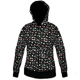 Rainbow Stars Black Womens Zip Hoodie