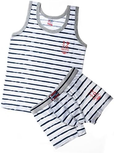 Kid U Not Toddler n Boys Soft, Comfy Striped Boxer Brief and Tank Set.
