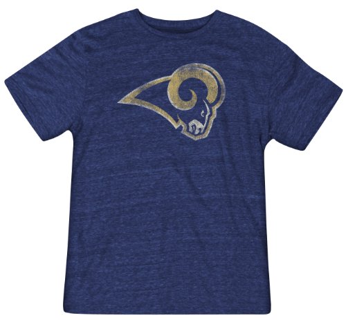 NFL Men's St. Louis Rams Bigger Better Logo Tri Blend Tee (Dark Navy, Medium)